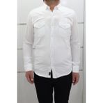 Becces Fistan Store Erkek Düz Spor Kesim Dar Kalıp Çift Cepli Uzun Kollu Yazlık Keten Gömlek - Beyaz - 2XL