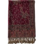 Becolored Paisley çiçek sınırları desen Pashmina ipek eşarp şal şal battaniye tersinir rahat saçaklar ile, 2-bordo, L