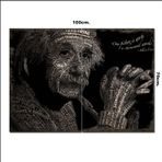 Bedeko Ahşap Tablo Albert Einstein Resim Sözcük Baskılı 70*100Cm