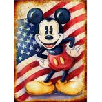 Bedeko Ahşap Tablo Amerikan Bayrağı Ve Mickey Mouse