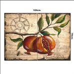 Bedeko Ahşap Tablo Dalda Nar Arı Desenli 70*100Cm