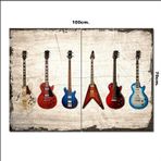 Bedeko Ahşap Tablo Eskitilmiş Elektro Gitar Resimleri 70*100Cm