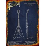 Bedeko Ahşap Tablo Gibson Fly Kasa Gitar Patenti Hediyelik Ahşap Tablo
