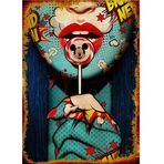Bedeko Ahşap Tablo Pop Art Lolipop Yiyen Kadın