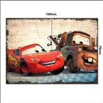 Bedeko Ahşap Tablo Şimşek Mcqueen Ve Meter Desenli 70*100Cm