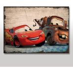 Bedeko Ahşap Tablo Şimşek Mcqueen Ve Meter Desenli