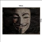 Bedeko Ahşap Tablo V For Vendetta Yazılı Maske Desenli 70*100Cm