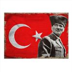 Bedeko Atatürk Ve Bayrak Art Mdf Poster