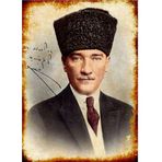 Bedeko Retro Atatürk Posteri Desenli Ahşap Tablo