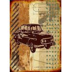 Bedeko Retro Klasik Araba Çizimi Art Mdf Poster