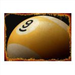 Bedeko Sarı Bilardo Topu Desenli Mdf Tablo