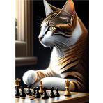 Bedeko Satranç Oynayan Kedi Tasarım Tablo