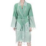 Bedinn Kimono Yaka Rota Yeşil Peştemal Bornoz