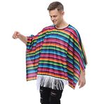 BEDJIMI Yetişkin Cinco De Mayo Meksika Fiesta Serape Panço Kostümü Meksika Fiesta Geleneksel Panço Pelerini Erkekler için
