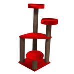 Bedspet 3 Oturaklı Kırmızı Kedi Tırmalama Platformu