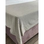 Bedy Guard Kare Soft Keten Pamuk Pike Yatak Örtüsü - Beyaz - Kahverengi - 220*230cm