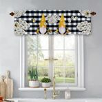 Bee Gnome Papatya Pencere Tedavi Valansları Buffalo Ekose Petek Kısa Mutfak Perdeleri Karartma Perdeleri Çubuk Cep Üstü Panel Banyo Yatak Odası Oturma Odası için 137 x 45 cm