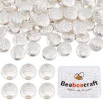 Beebeecraft 1 kutu 100 adet nazar boncuğu 925 ayar gümüş kaplama 5.5x6mm canavar düz yuvarlak küçük Charm Spacer gevşek boncuk takı yapımı için takılar bilezikler kolye malzemeleri DIY el sanatları
