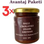 Beechocolate 3'lü Beechocolate Çikolatalı Fındık Kreması Rafine Şekersiz Glutensiz -Ballı - 600 gr