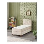 Beehanem Almula 90X190 Tek Kişilik (Baza+Başlık+Yatak) 3 Lü Set (Krem)