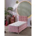 Beehanem Bengü 3Lü Tek Kişilik Set ( Baza+Başlık+Yatak ) 90x190cm - Pembe - 90 x 190 cm