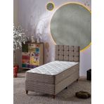 Beehanem Bengü 90X190 Tek Kişilik (Baza+Başlık+Yatak) 3 Lü Set(Keten Kahve)