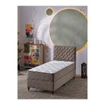 Beehanem Simge 90X190 Tek Kişilik (Baza+Başlık+Yatak) 3 Lü Set (Keten Kahve)