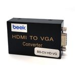 Beek HDMI Sinyalini VGA Görüntü ve Ses Sinyaline Çevirici, 1 x HDMI 1.3 giriş (UXGA ve 1080I), 1 x VGA dişi / hoparlör (audio) 3.5mm yuvaBeek HDMI to VGA/3.5mm Audio, HDMI 1.3