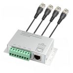 BeElion 4-CH Pasif Video Balun HD Alıcı Verici, BNC Konnektör Kablosu, BNC - Cat5/5E/6 RJ45(T568B) 720P/1080P HD-CVI/TVI/AHD CCTV Kamera için UTP Kablo Dönüştürücü