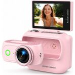 Beemen Mini Aksiyon Kamera Wifi Destekli Manyetik Giyilebilir Katlanır Ekranlı Vlog Video Aksiyon Kamera - Pembe