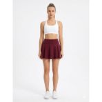Beems Yüksek Bel Tenis Eteği - Şortlu Spor Etek - Koşu ve Fitness Skort - Bordo - XL