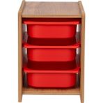 Bees Store 18MM Mdf Ceviz Çocuk Odası Dolabı, Kırmızı Çekmeceli 3’lü Düzenleyici Ünitesi 35X45X60 - Ceviz - Kırmızı
