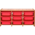 Bees Store 18MM Mdf Ceviz Çocuk Odası Dolabı, Kırmızı Çekmeceli 9’lu Düzenleyici Ünitesi 110X45X60 - Ceviz - Kırmızı