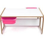 Bees Store 2 Kişilik Çekmeceli Oyun, Aktivite, Etkinlik Masası, Beyaz-Pembe, 18MM Mdf - 88 x 63 x 43 cm - Beyaz - Pembe