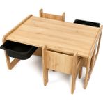 Bees Store 2 Kişilik Çekmeceli Oyun, Aktivite, Etkinlik Masası, Ceviz-Siyah, 18MM Mdf - 88 x 63 x 43 cm - Ceviz - Siyah