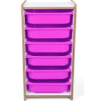 Bees Store Montessori Tarzı Beyaz Mdf 6 Lila Çekmeceli Oyuncak ve Kitap Dolabı - Beyaz - Lila
