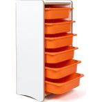Bees Store Montessori Tarzı Beyaz Mdf 6 Turuncu Çekmeceli Oyuncak ve Kitap Dolabı - Beyaz - Turuncu