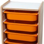 Bees Store Montessori Tarzı Ceviz Mdf 6 Turuncu Çekmeceli Oyuncak ve Kitap Dolabı - Ceviz - Turuncu