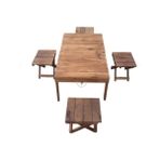 Beesstore Tabureli Piknik Kamp Masası-Bahçe Masası-Piknik Masası-4 Tabureli Masa - Ahşap - Ceviz