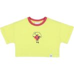 Beetlebeez Kız Çocuk Kısa Kollu Crop Nakışlı Lime T-Shirt - Lime Yeşili - 6 - 7 Yaş