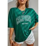 BEETON California West Coast T-Shirt - Nefti Yeşil Baskılı Oversize Bisiklet Yaka Kısa Kol Tişört