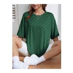 BEETON Düz T-Shirt - Nefti Yeşil Oversize Bisiklet Yaka Kısa Kol Tişört