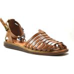 Beety 101-301 Deri Taba Boncuklu Kadın Bodrum Sandalet