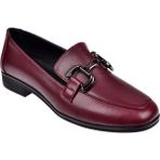 Beety Hakiki Deri Tokalı Makosen Kadın Ayakkabı BEE-12006 Bordo