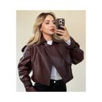 BeeYouStudio Bordo Tek Düğme Kapamalı Kısa Deri Ceket