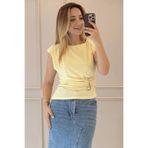 BeeYouStudio Gold Detaylı Omzu Vatkalı Drapeli Bluz/Sarı sarı M