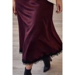 BeeYouStudio Saten Dantel Detaylı Etek/ Bordo L - 01-Bordo