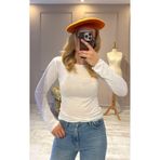 BeeYouStudio Transparan Kayık Yaka Body Beyaz S
