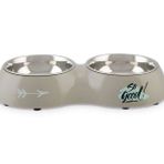 Beeztees Köpek İkili Mama Ve Su Kabı, Paslanmaz Çelik, Gri, 34X17,5Cm, 2X350ml