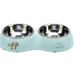 Beeztees Köpek İkili Mama Ve Su Kabı, Paslanmaz Çelik, Turkuaz, 27X14cm, 2X160ml